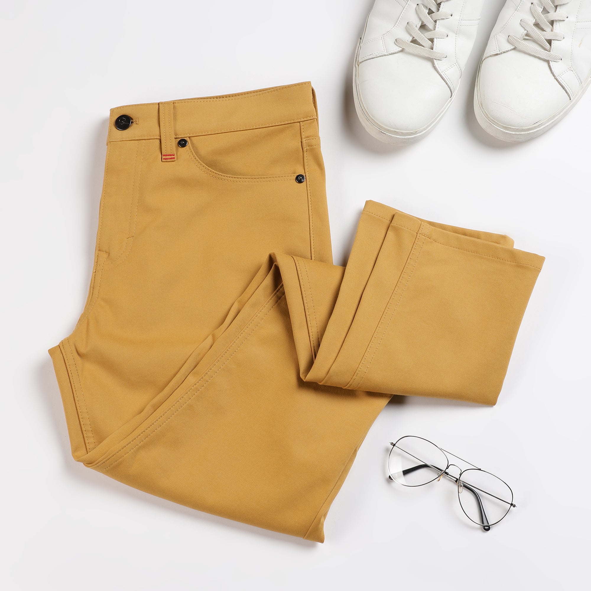 STRAIGHT FIT LUXE FIVE-POCKET PANTS - OCHRE