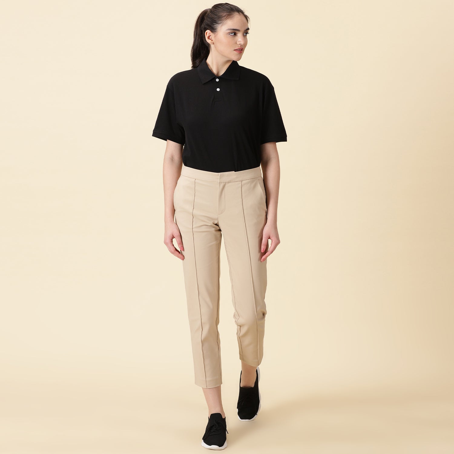 Slim Fit Golf Pants - Sand Beige