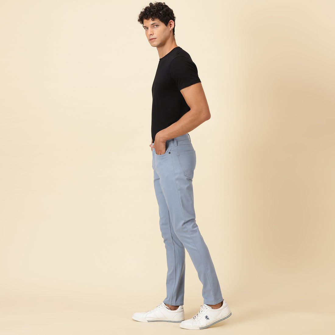 Skinny Fit Luxe Five-Pocket Pants - Wash Denim