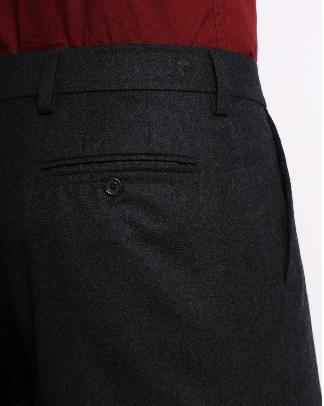Single Pleat Wool Pants - Dark Charcoal