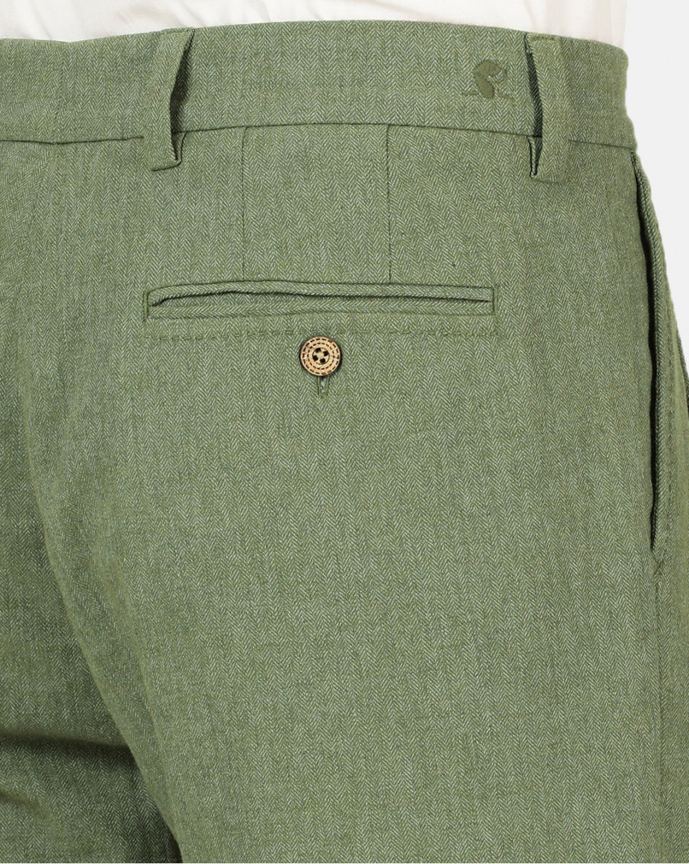 Double Pleated Relaxed Fit Trousers - Chive Green