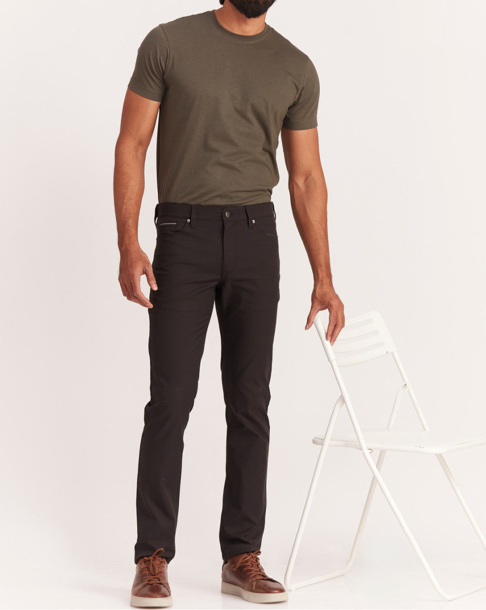 Slim Fit 5-Pocket Performance Pants - Black