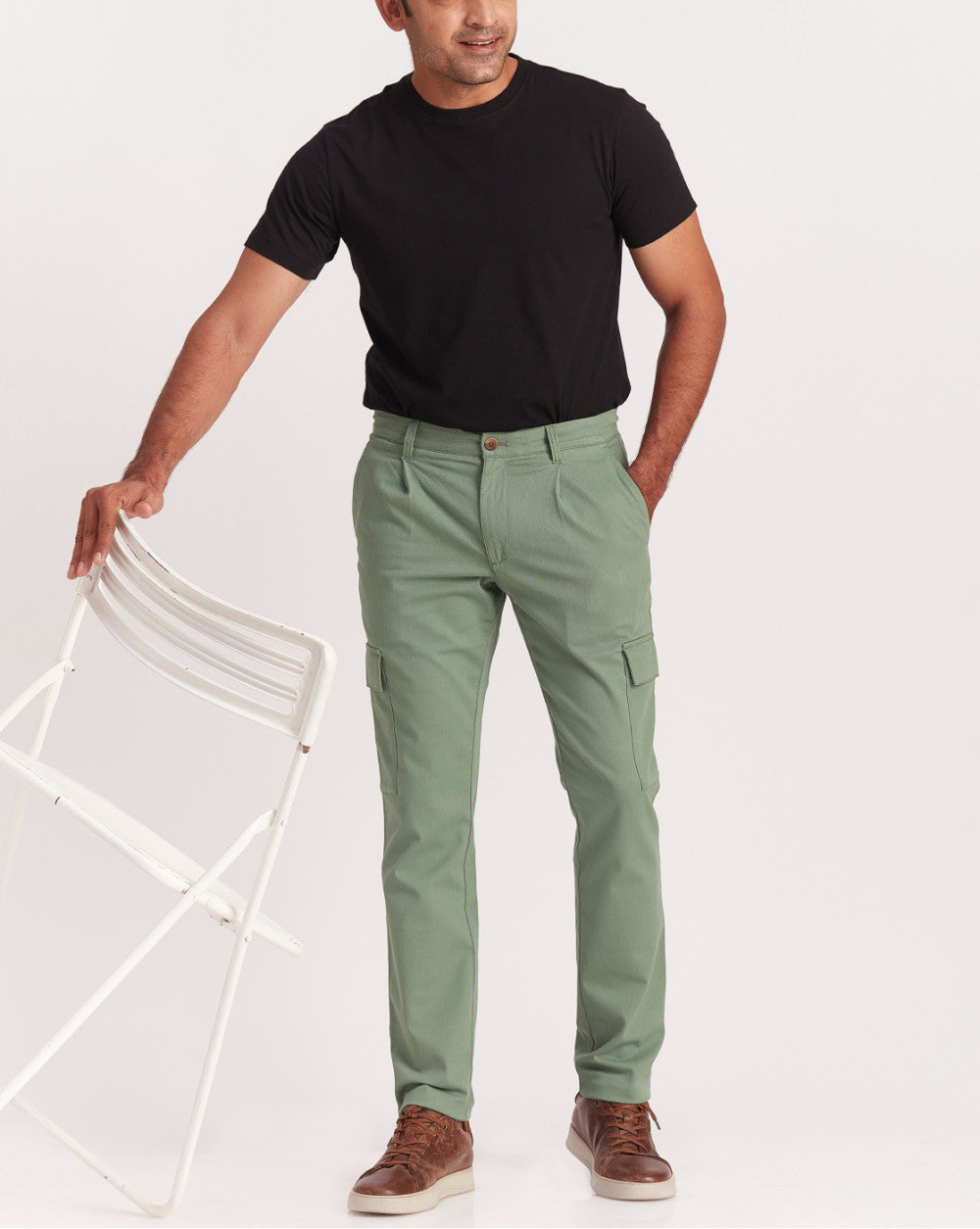 Slim Fit Clean Cargos - Dark Ivy Green