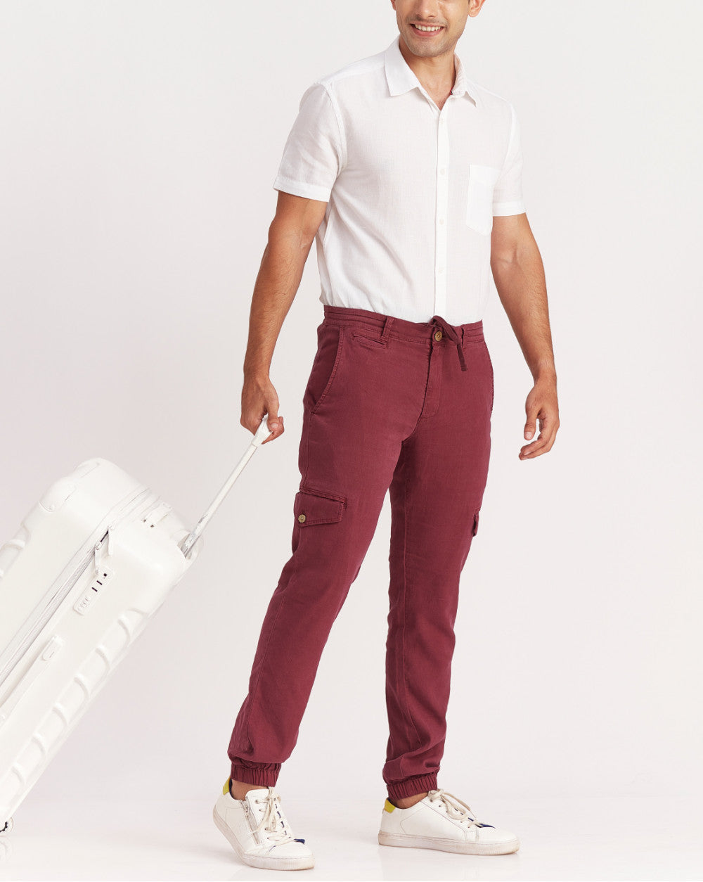 Tapered Fit Leisure Cargos - Maroon