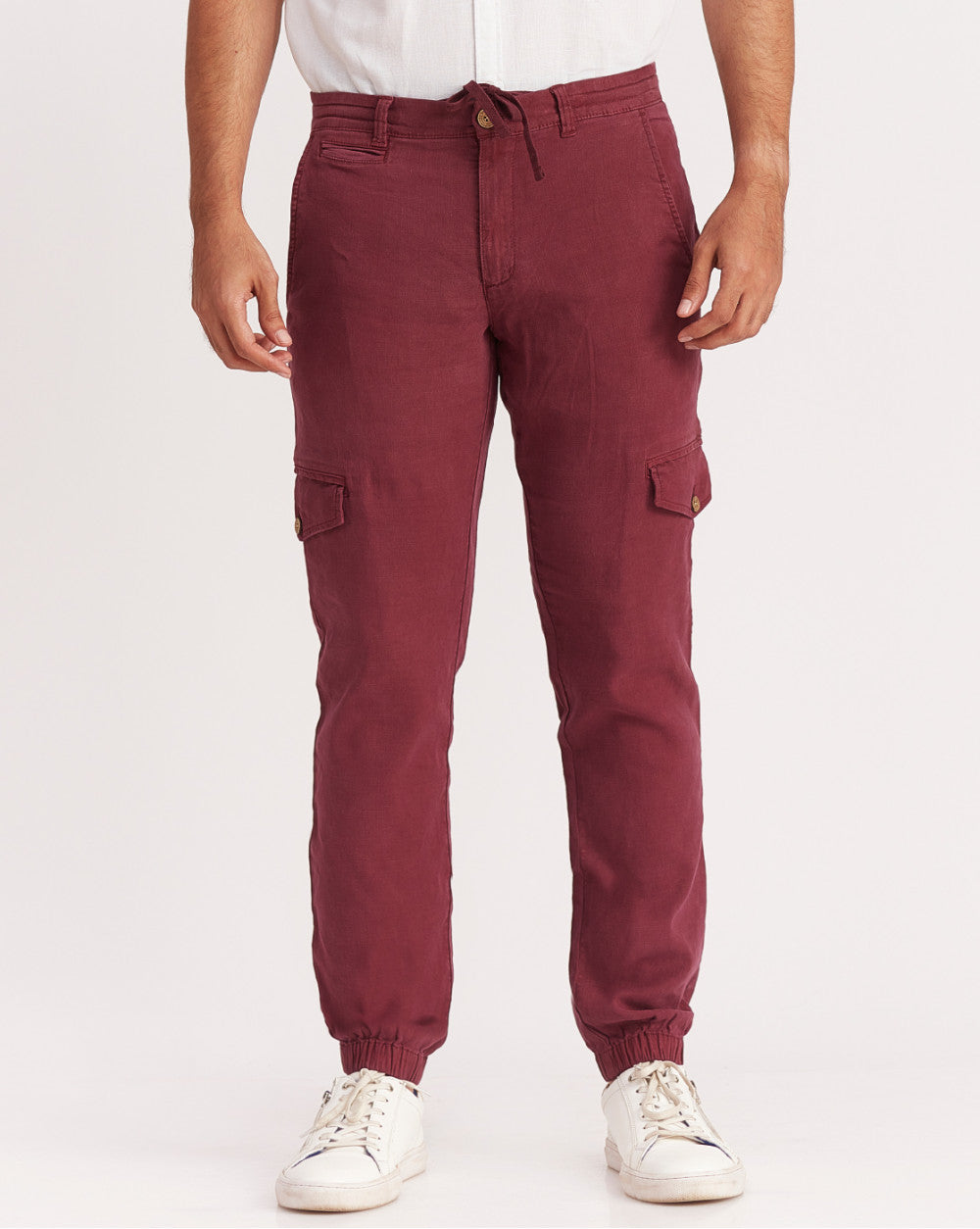 Tapered Fit Leisure Cargos - Maroon