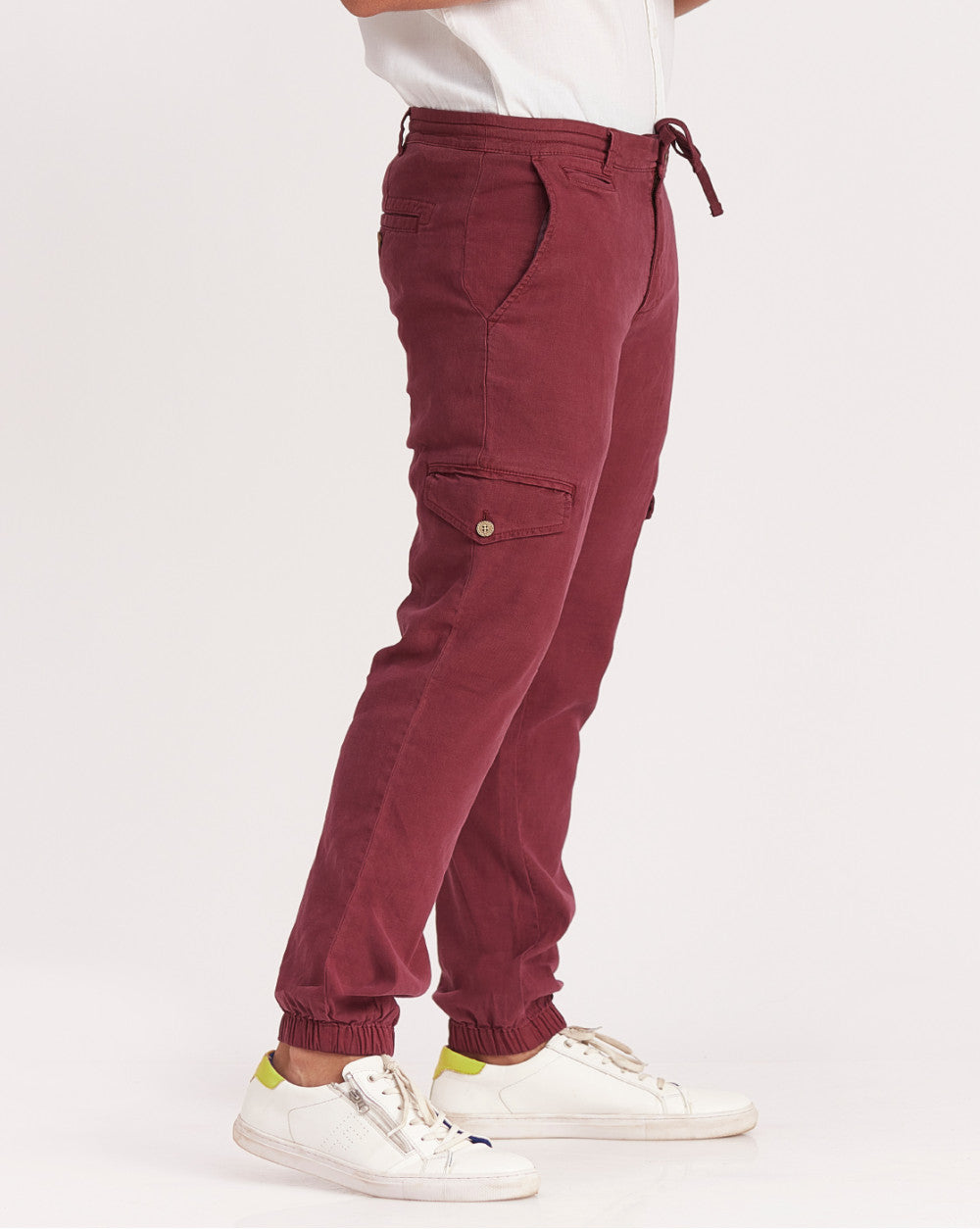 Tapered Fit Leisure Cargos - Maroon