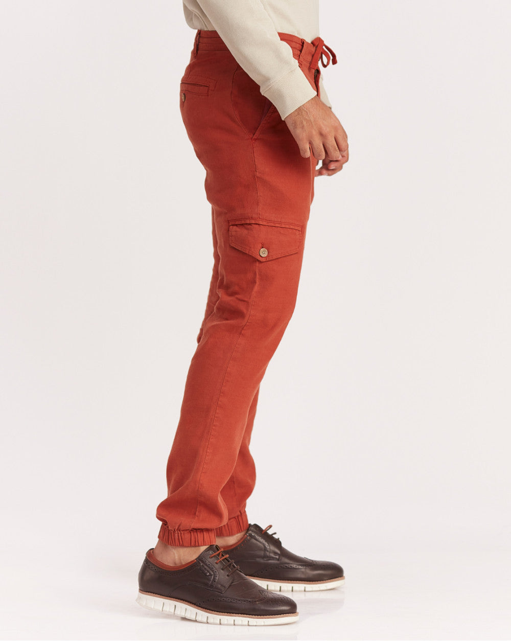 Tapered Fit Leisure Cargos - Rust