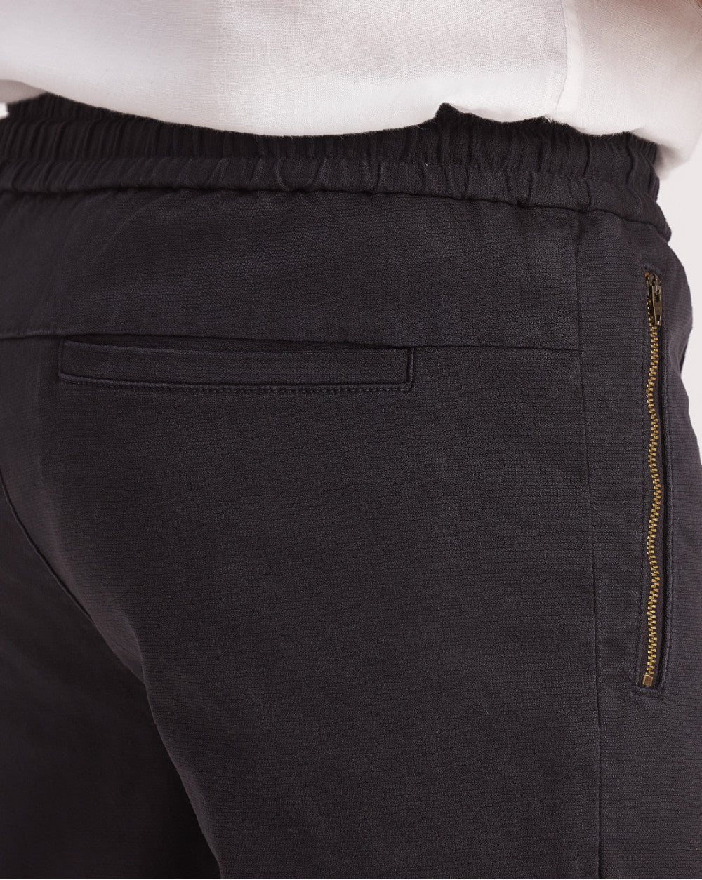 Tapered Fit Pintuck Joggers - Jet Black