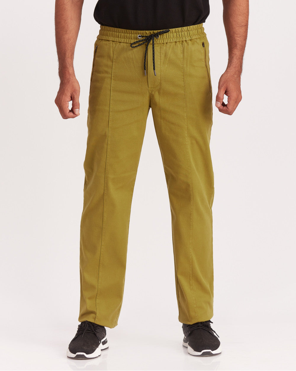 Tapered Fit Pintuck Joggers - Olive