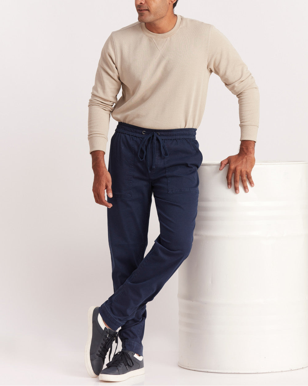 Tapered Fit Casual Joggers - Navy