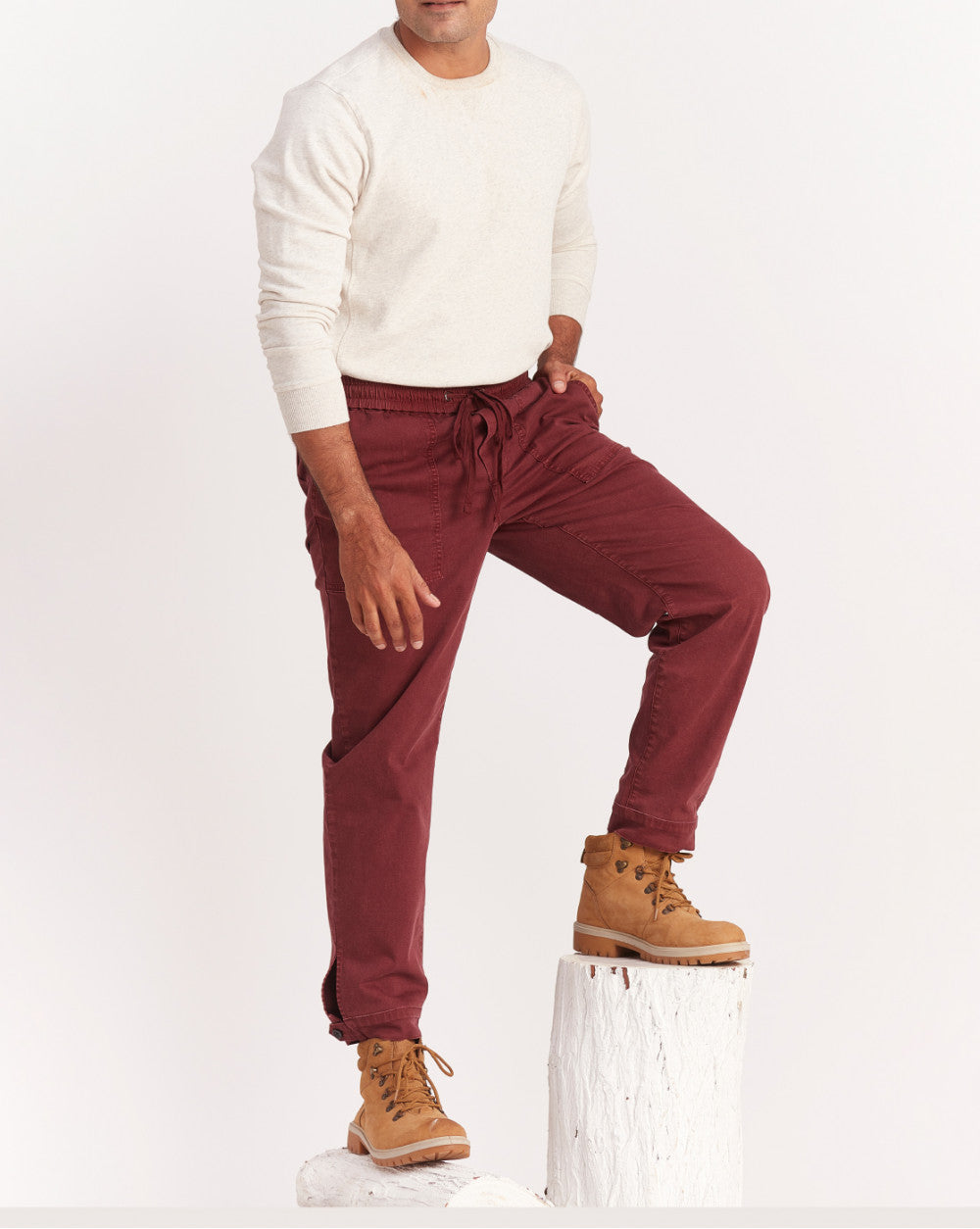 Tapered Fit Casual Joggers - Maroon