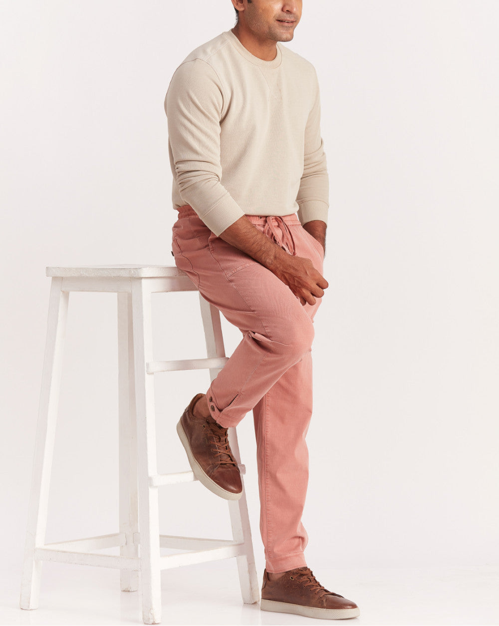 Tapered Fit Casual Joggers - Crepe Pink