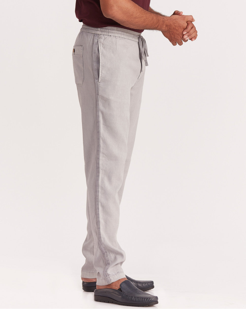 Tapered Fit Comfort Pants - Silver Grey