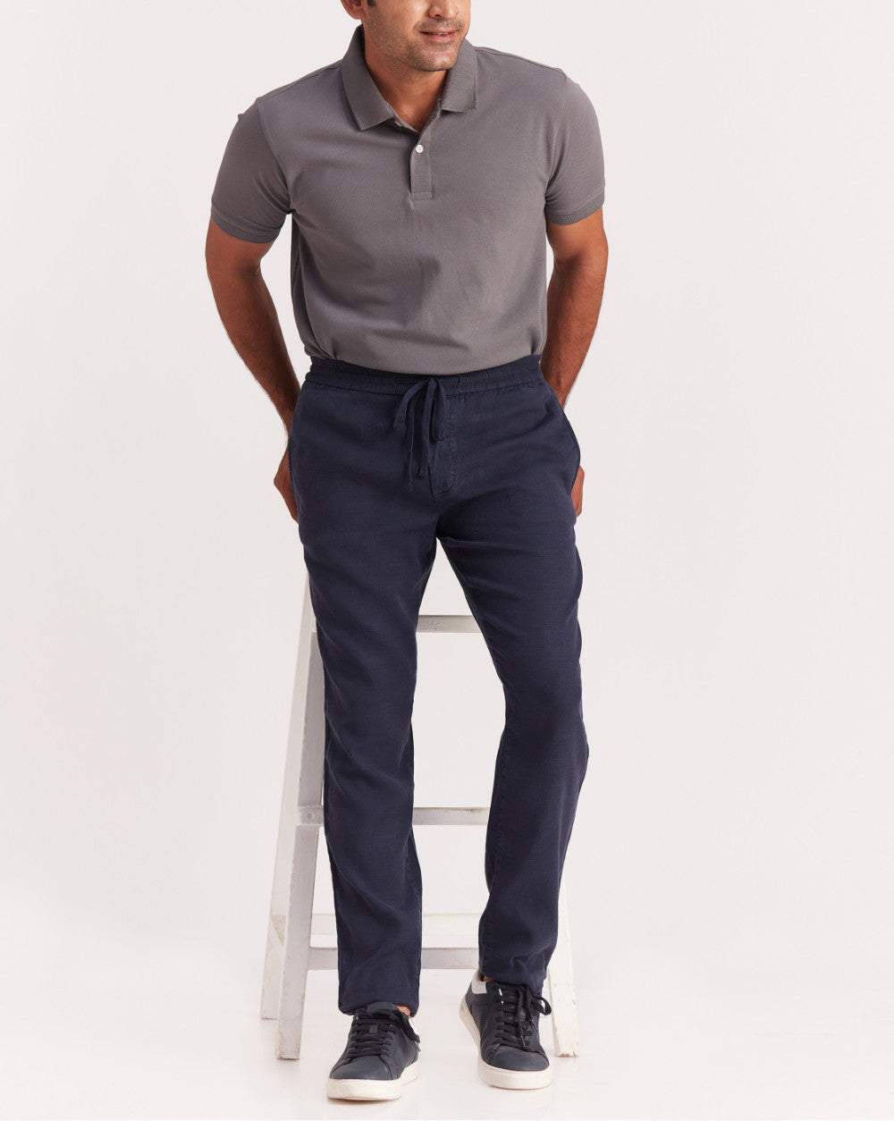 Tapered Fit Comfort Pants - Navy