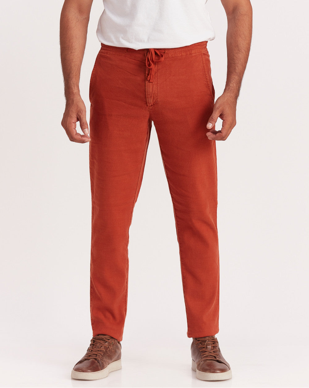 Tapered Fit Lounge Style Joggers - Rust
