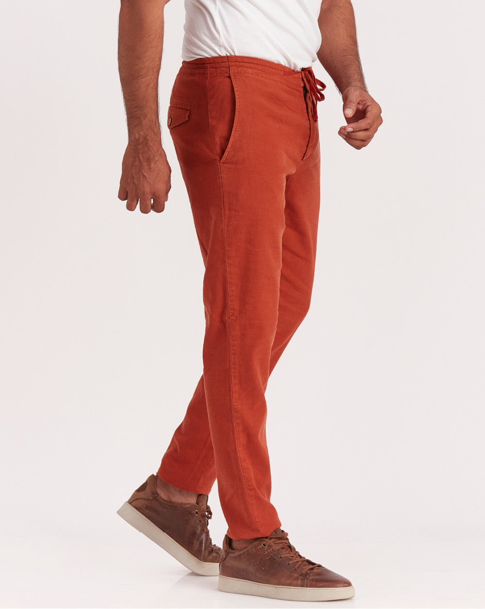 Tapered Fit Lounge Style Joggers - Rust