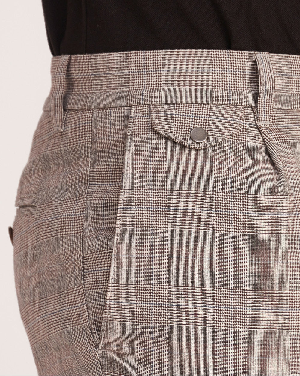 Tapered Fit Pleated Plaid Chinos - Shadow Checks