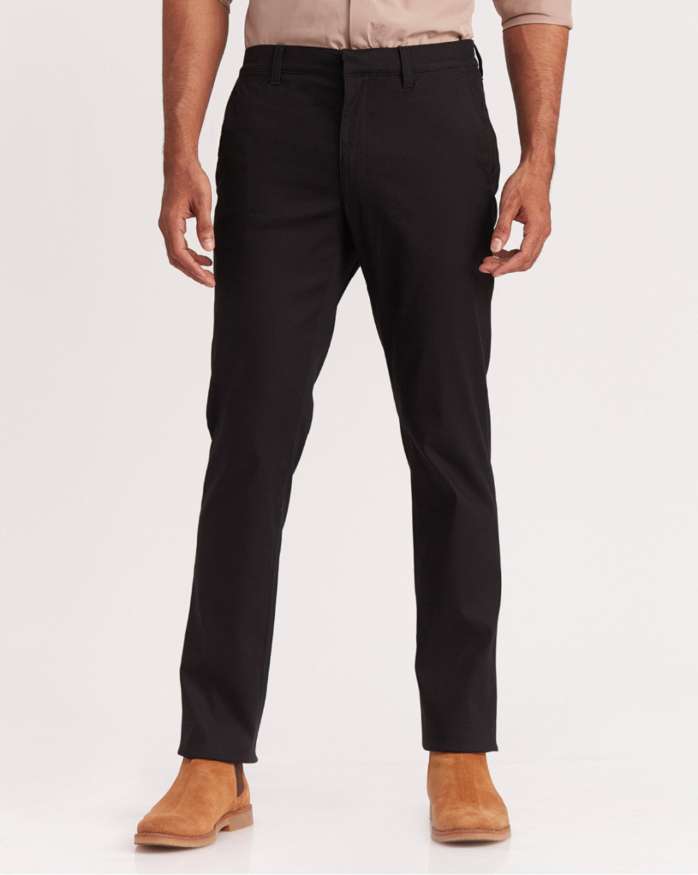 Slim Fit Elasticized Crossover Chinos - Jet Black