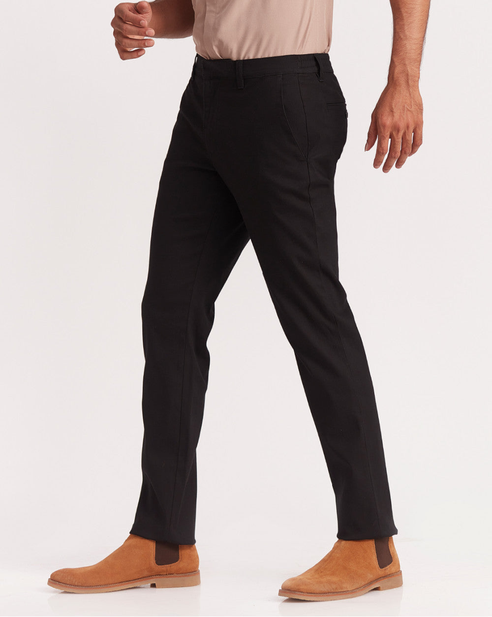 Slim Fit Elasticized Crossover Chinos - Jet Black