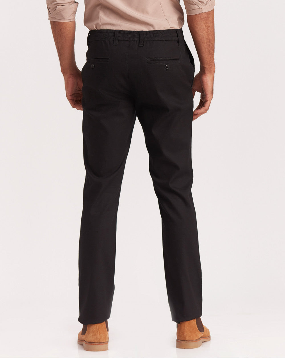 Slim Fit Elasticized Crossover Chinos - Jet Black