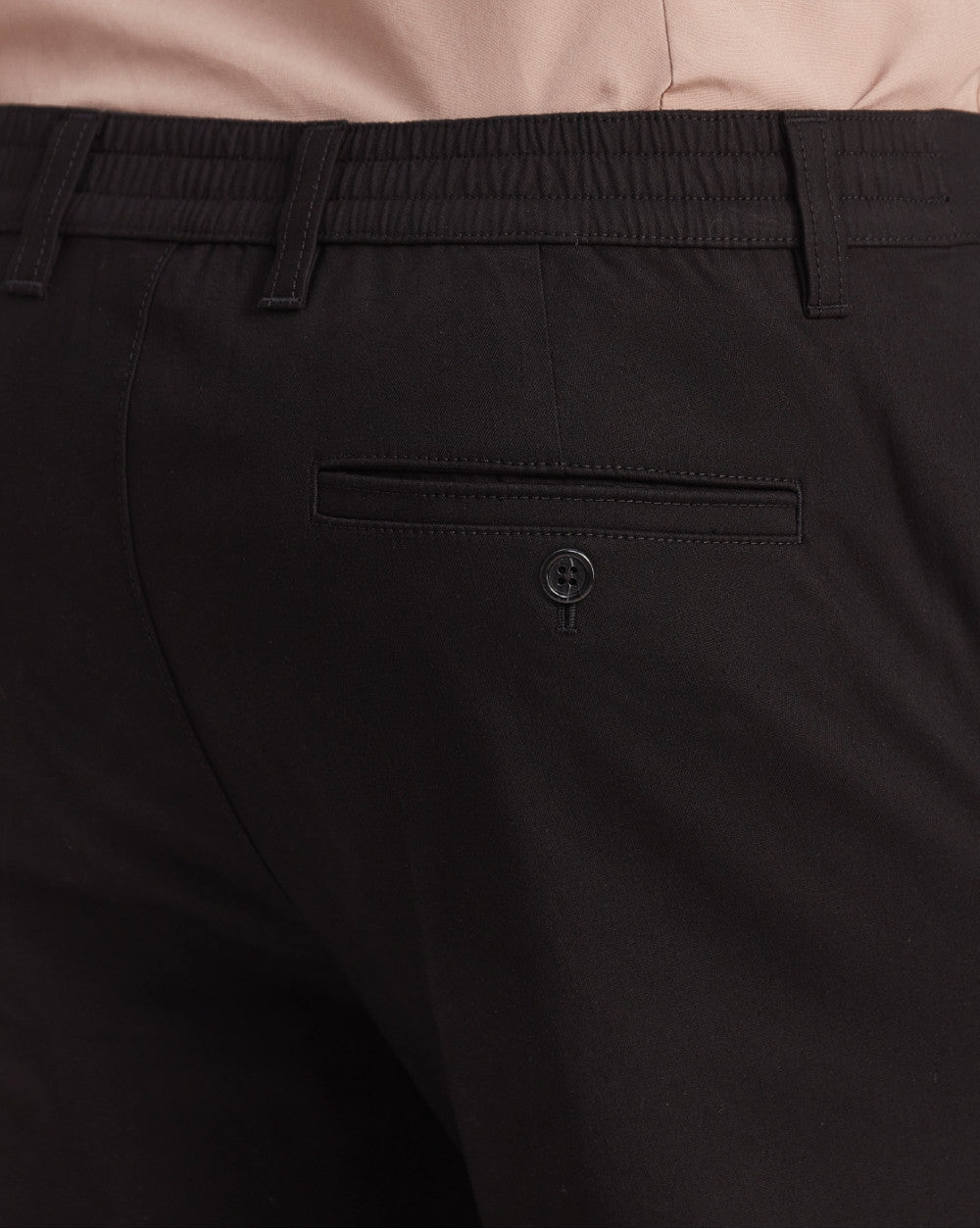 Slim Fit Elasticized Crossover Chinos - Jet Black