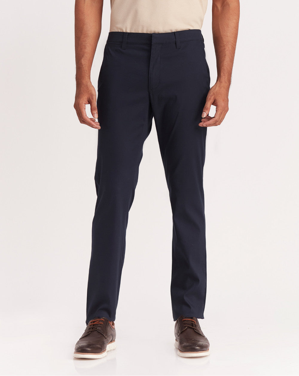 Slim Fit Elasticized Crossover Chinos - Navy