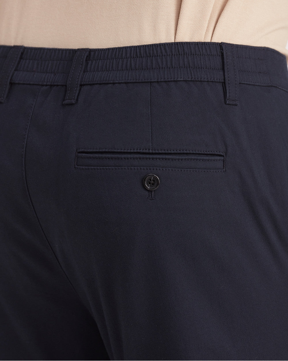 Slim Fit Elasticized Crossover Chinos - Navy