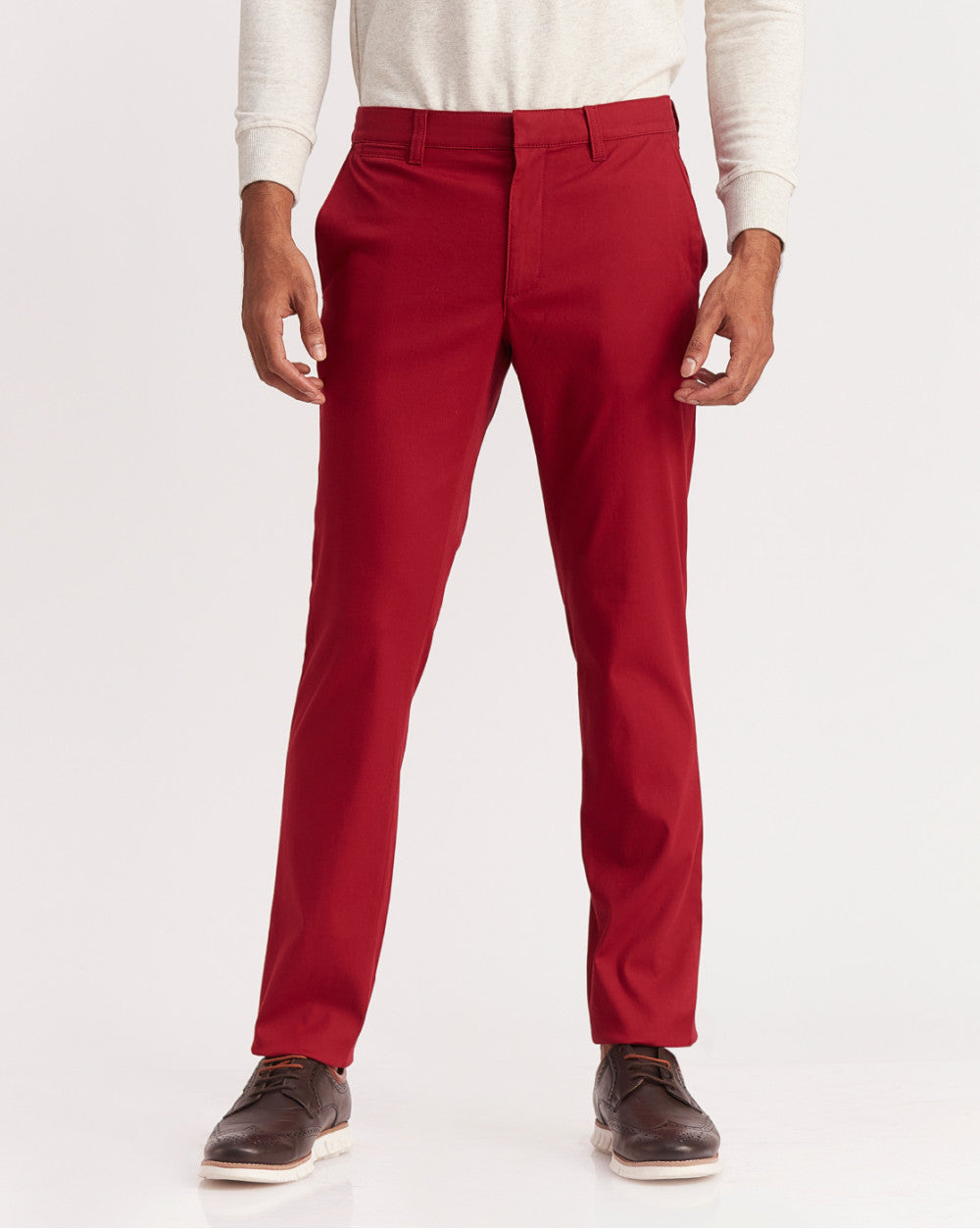 Slim Fit Elasticized Crossover Chinos - Carmine Red