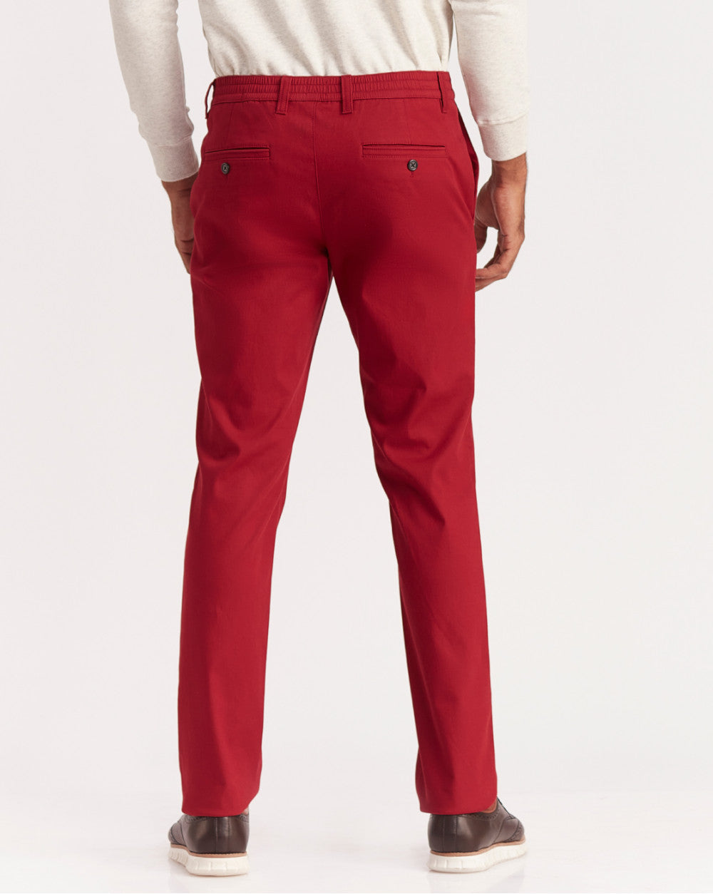 Slim Fit Elasticized Crossover Chinos - Carmine Red