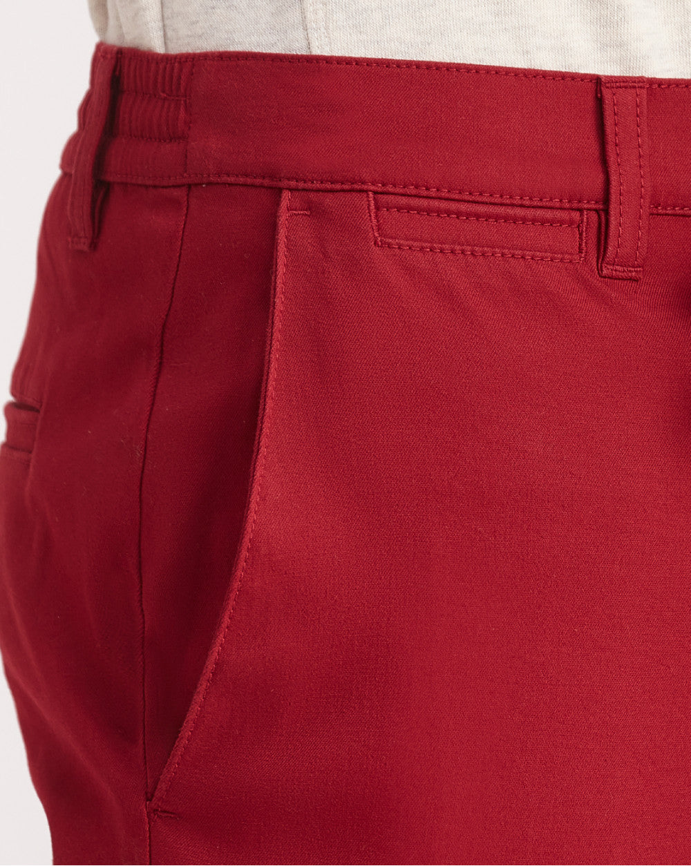 Slim Fit Elasticized Crossover Chinos - Carmine Red