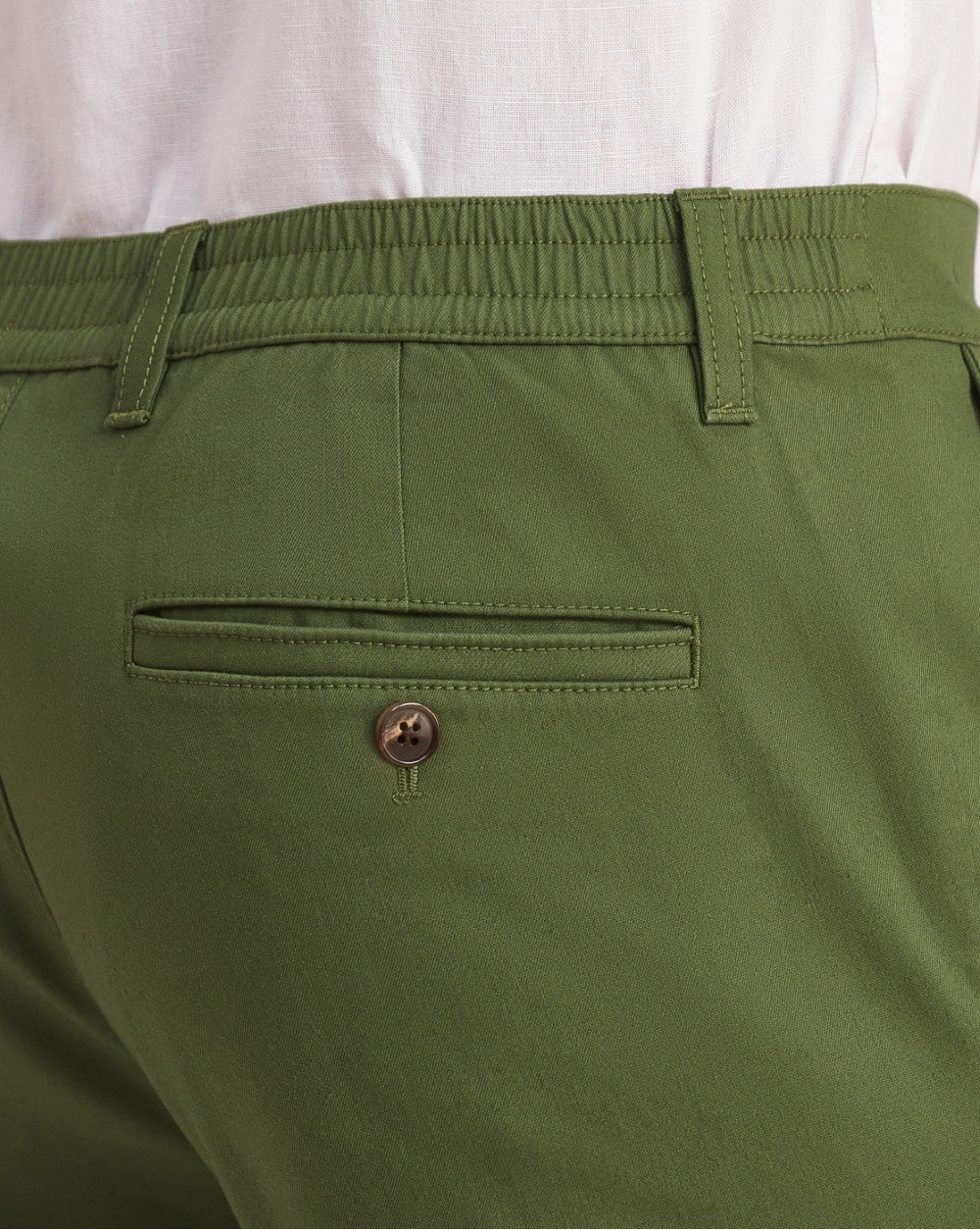 Slim Fit Elasticized Crossover Chinos - Chive Green