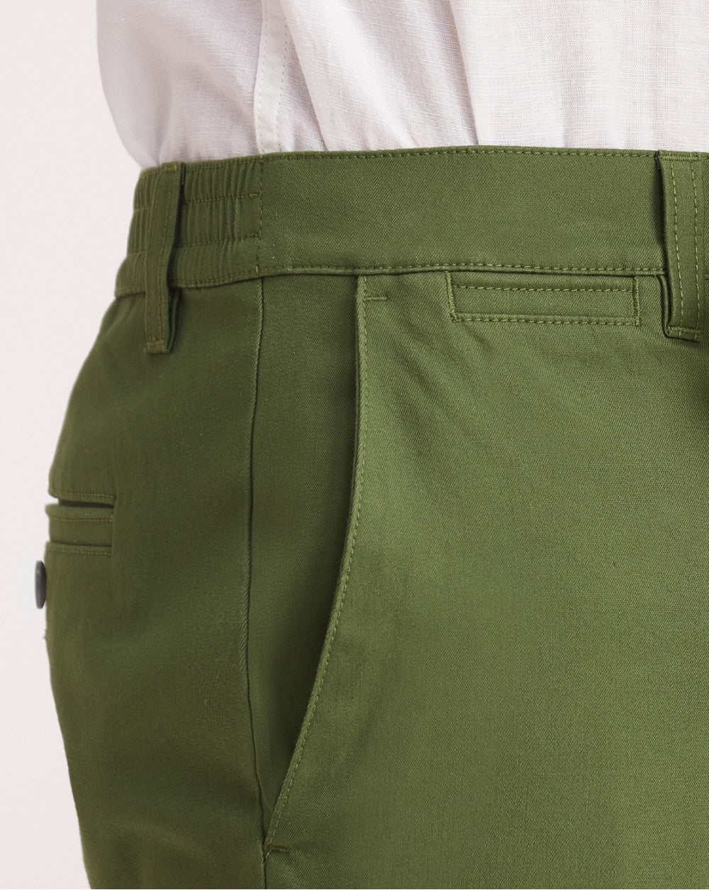 Slim Fit Elasticized Crossover Chinos - Chive Green