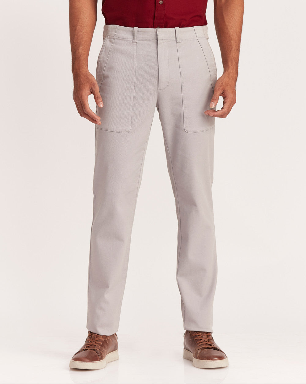 Straight Fit Garment Dyed Outdoor Chinos - Silver Grey