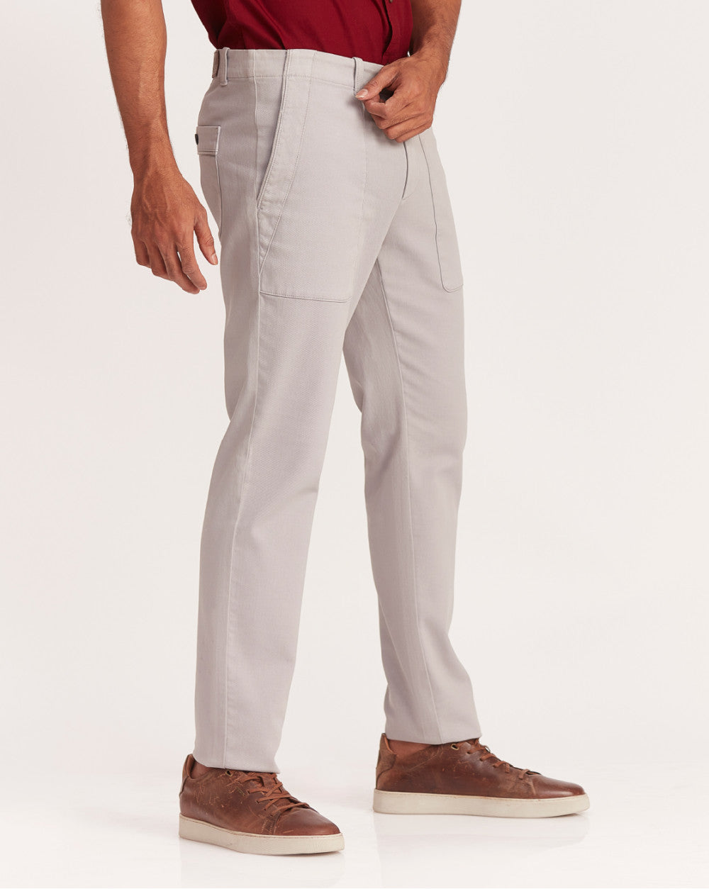 Straight Fit Garment Dyed Outdoor Chinos - Silver Grey