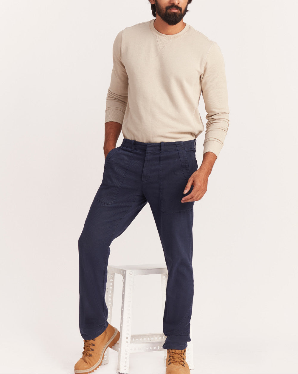 Straight Fit Garment Dyed Outdoor Chinos - Navy