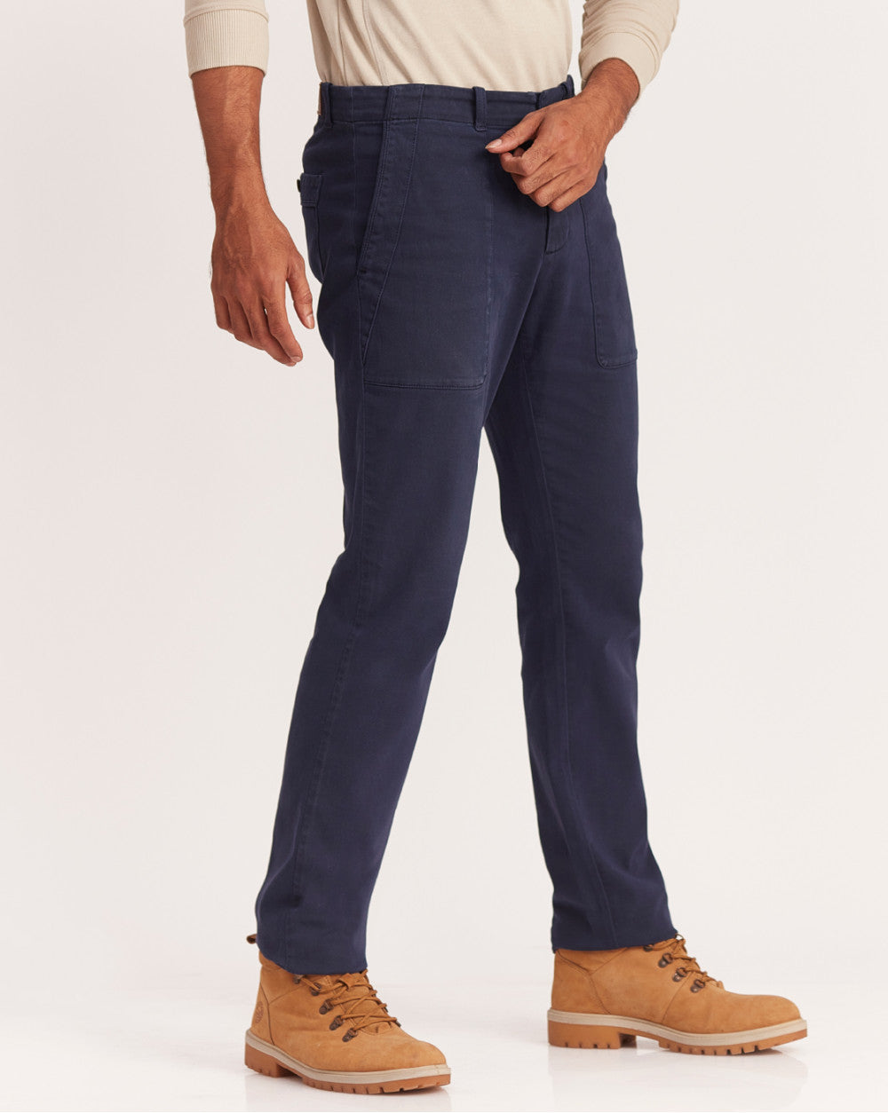 Straight Fit Garment Dyed Outdoor Chinos - Navy