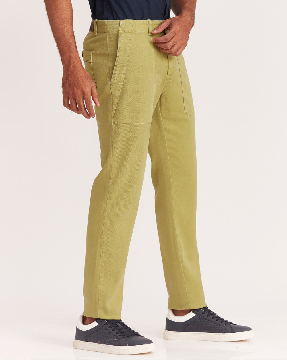 Straight Fit Garment Dyed Outdoor Chinos - Light Olive
