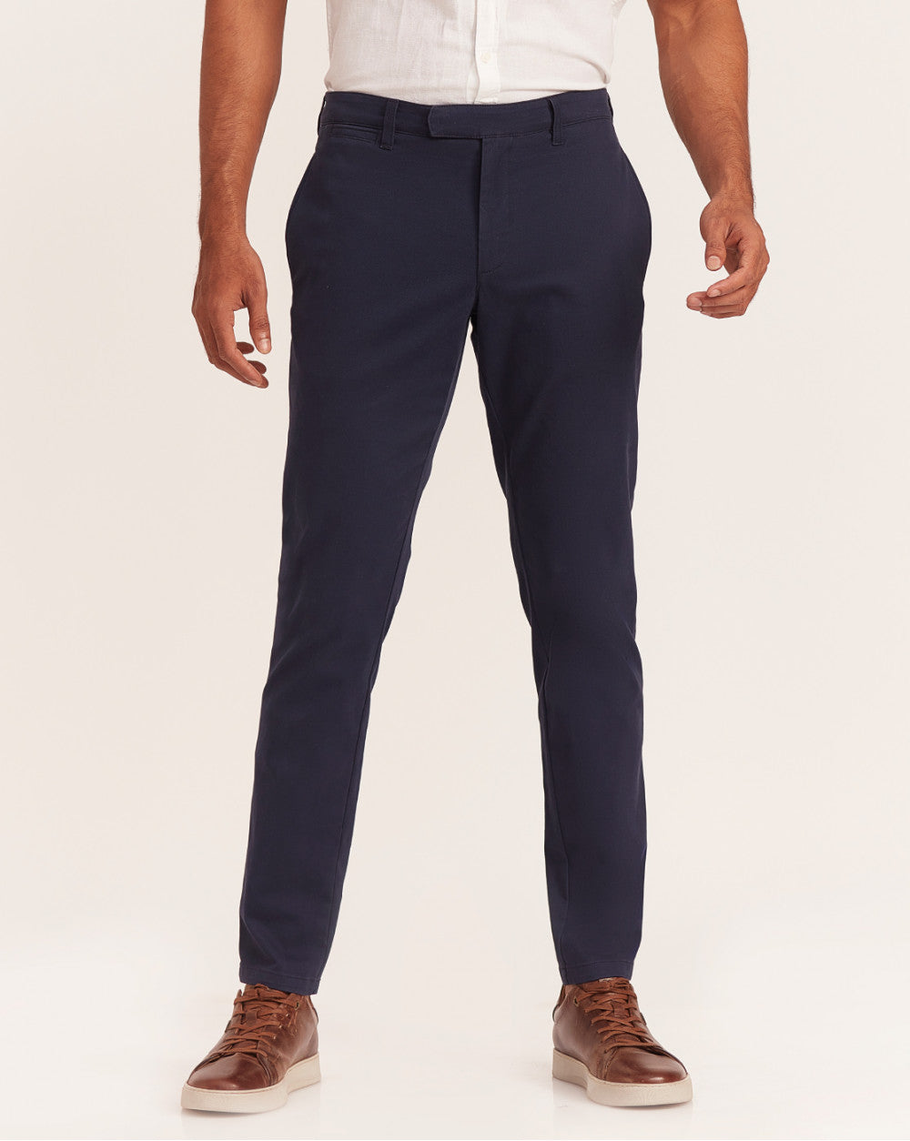 Tapered Fit Chinos With Straight Pockets - Navy