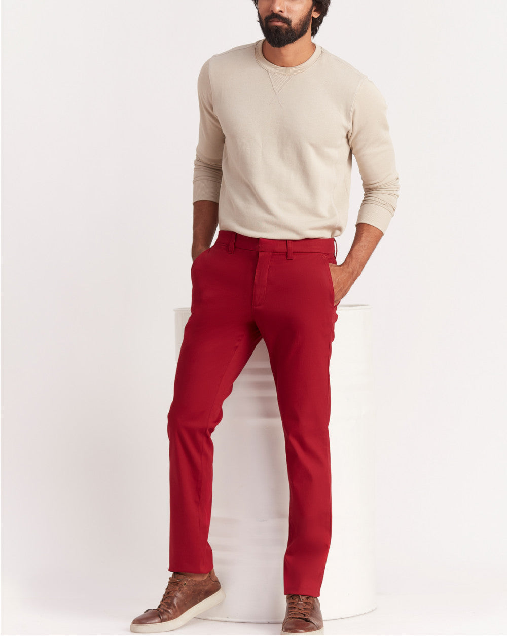 Slim Fit Luxe Chinos - Carmine Red