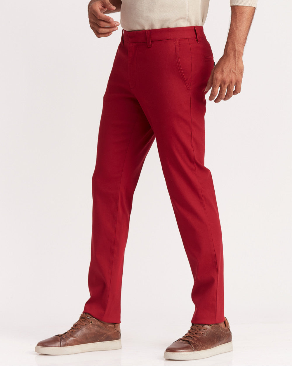 Slim Fit Luxe Chinos - Carmine Red