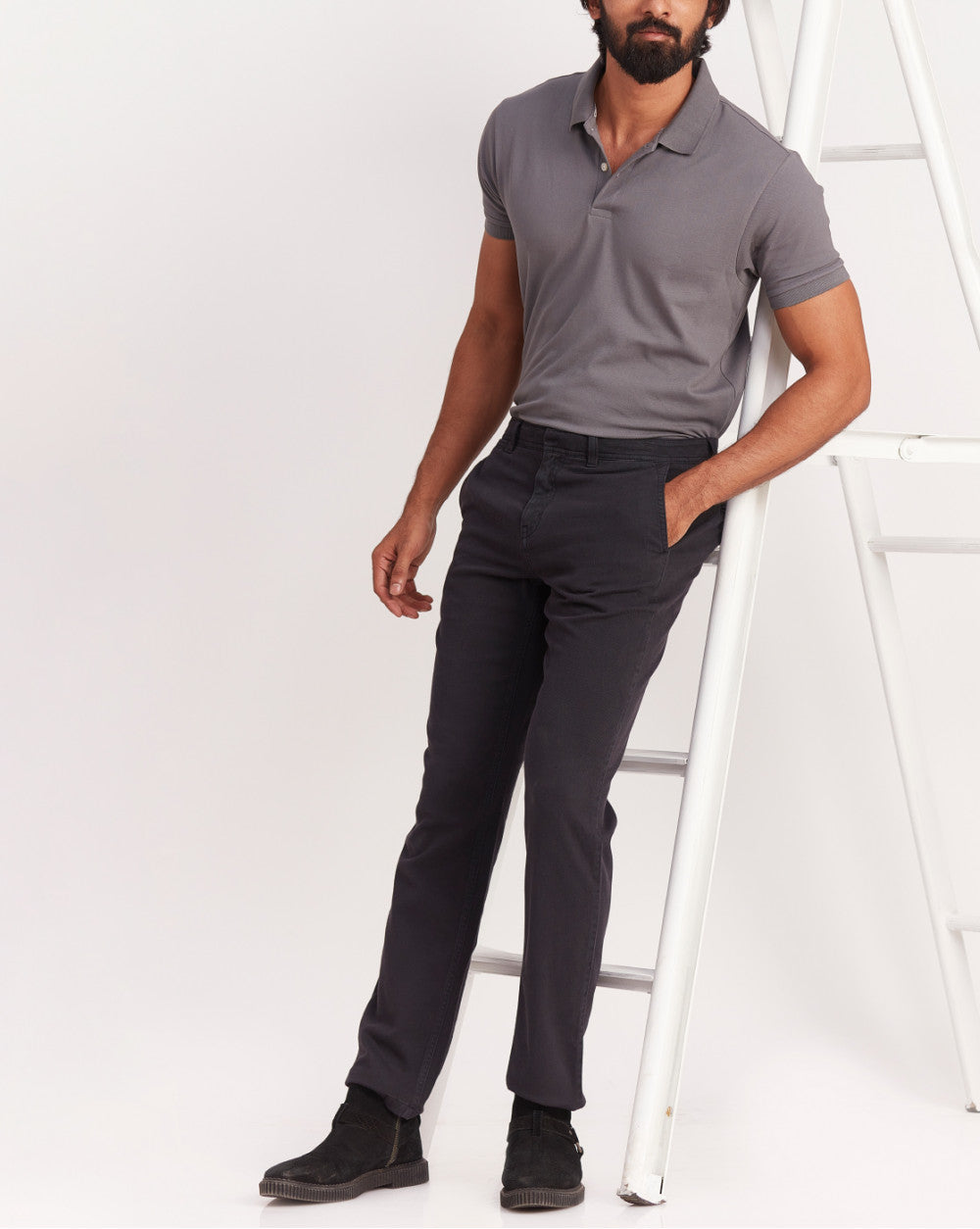 Regular Fit Garment Dyed Chinos - Jet Black