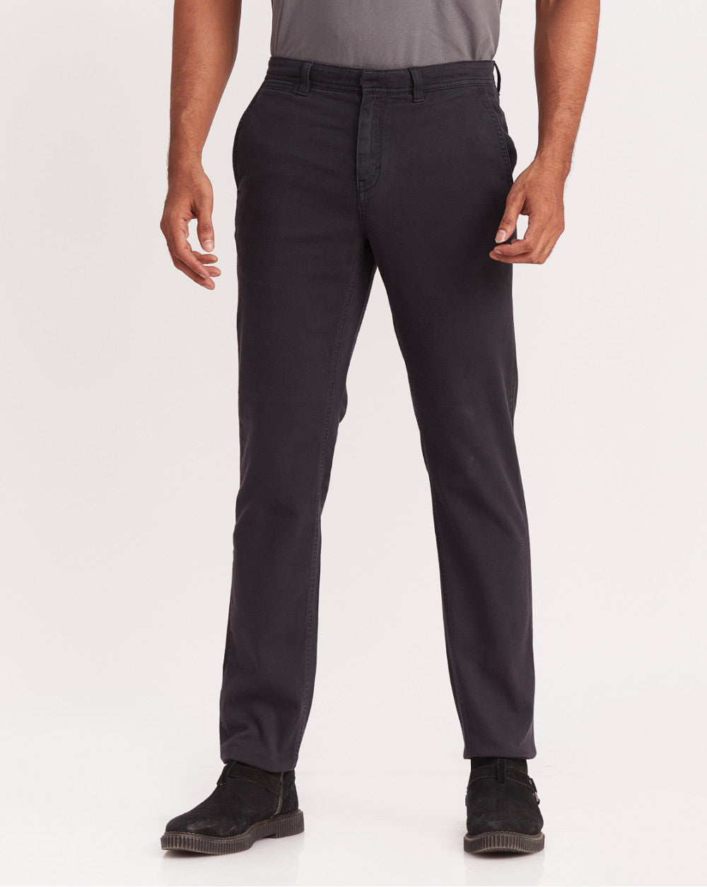 Regular Fit Garment Dyed Chinos - Jet Black