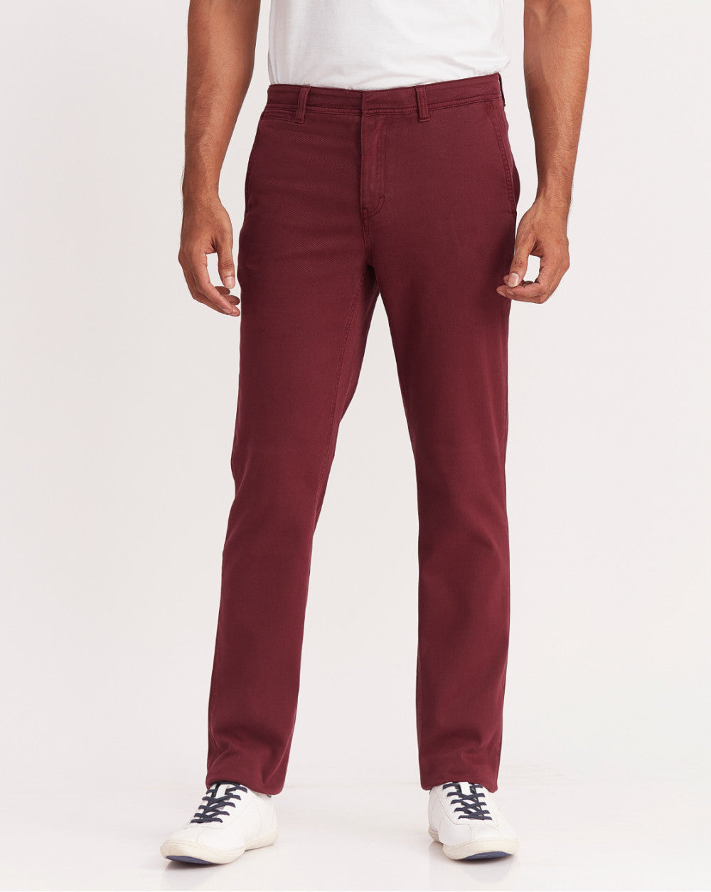 Regular Fit Garment Dyed Chinos - Maroon