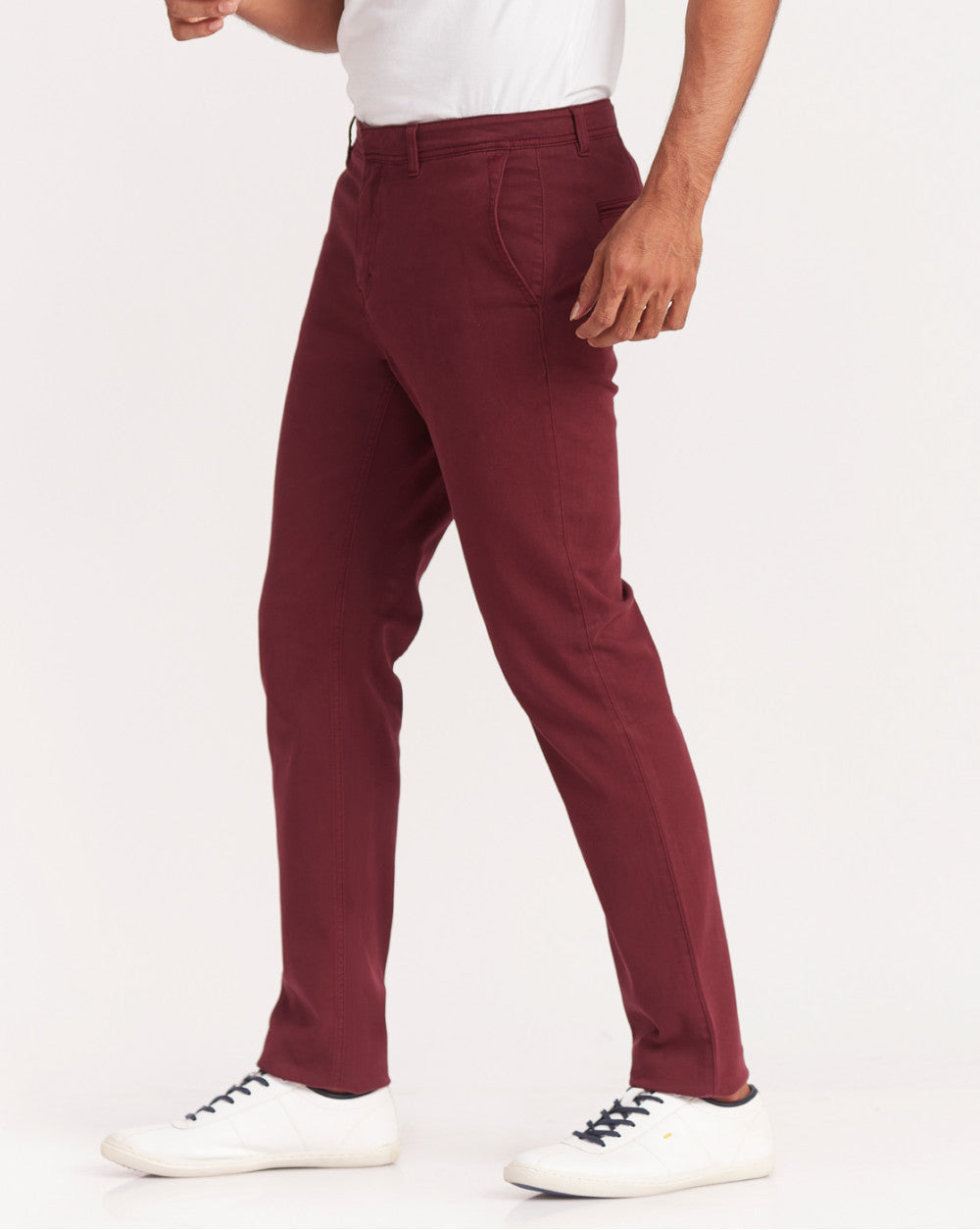 Regular Fit Garment Dyed Chinos - Maroon