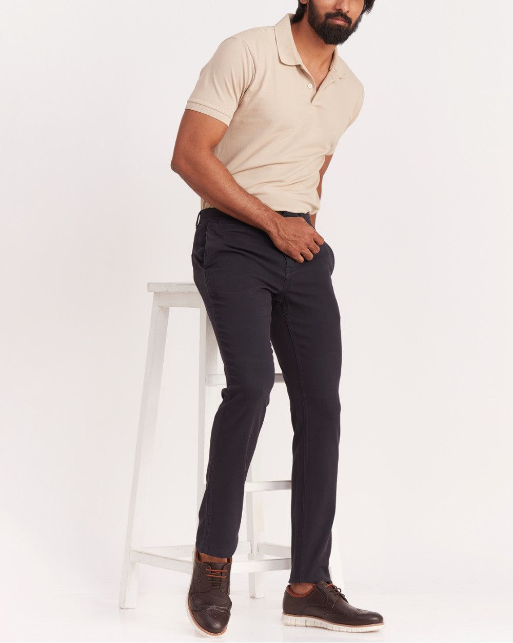 Slim Fit Garment Dyed Chinos - Jet Black