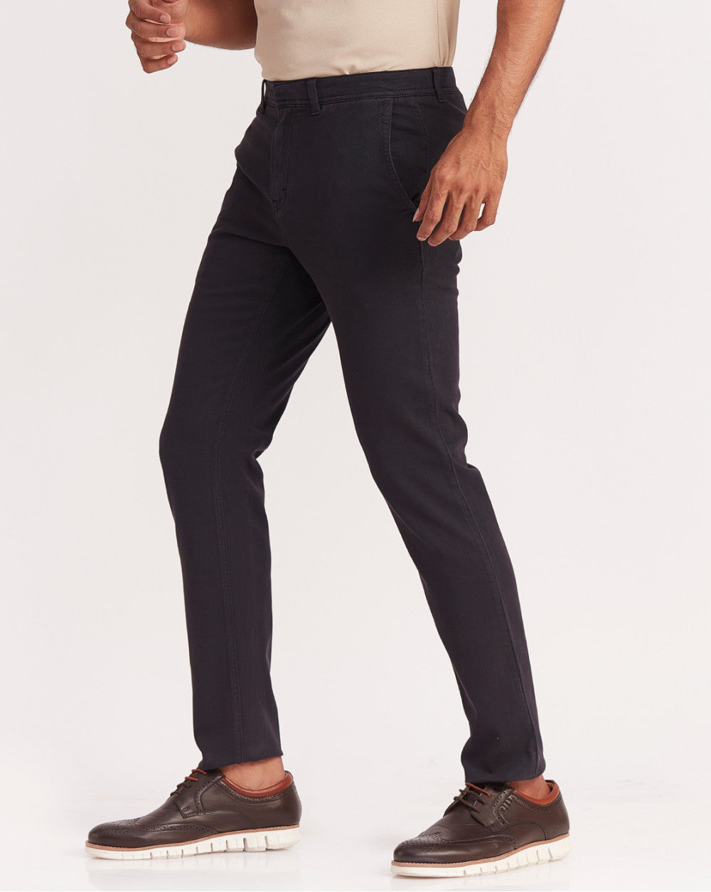 Slim Fit Garment Dyed Chinos - Jet Black