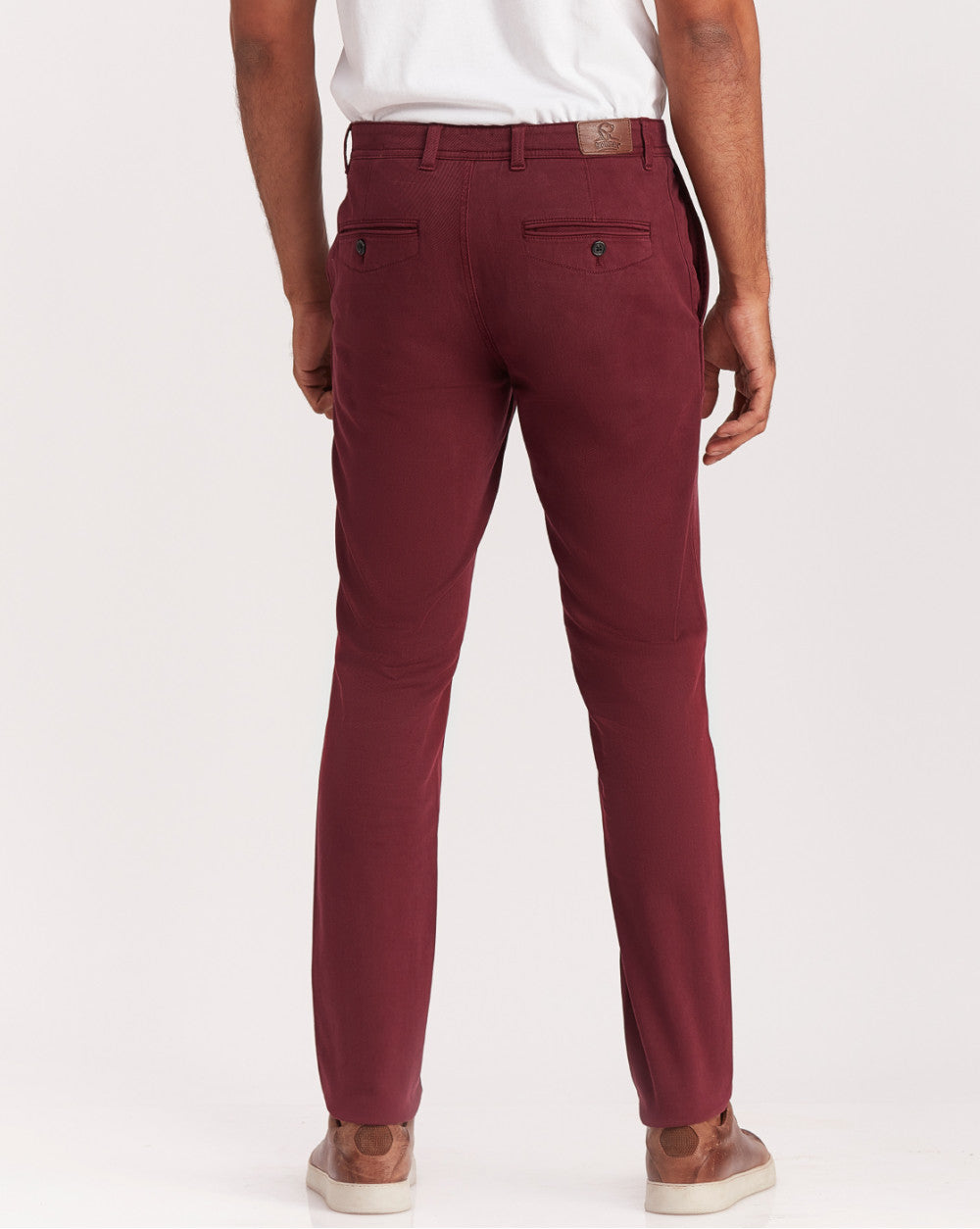 Slim Fit Garment Dyed Chinos - Maroon