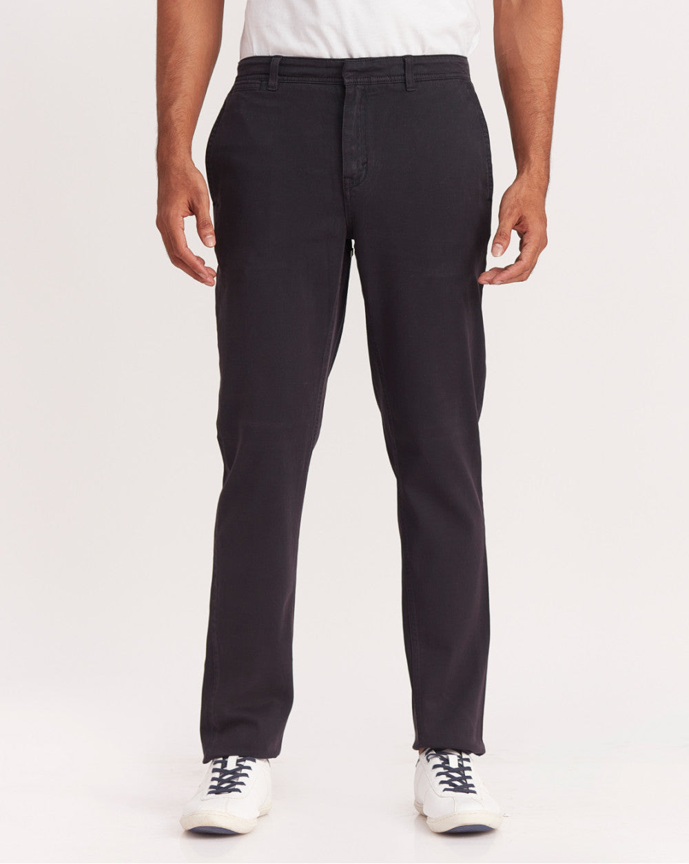 Tapered Fit Garment Dyed Chinos - Jet Black