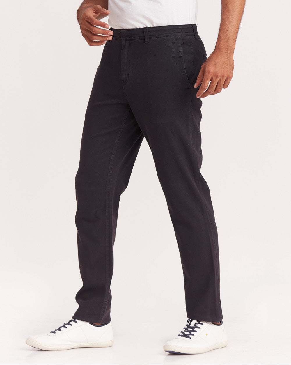Tapered Fit Garment Dyed Chinos - Jet Black