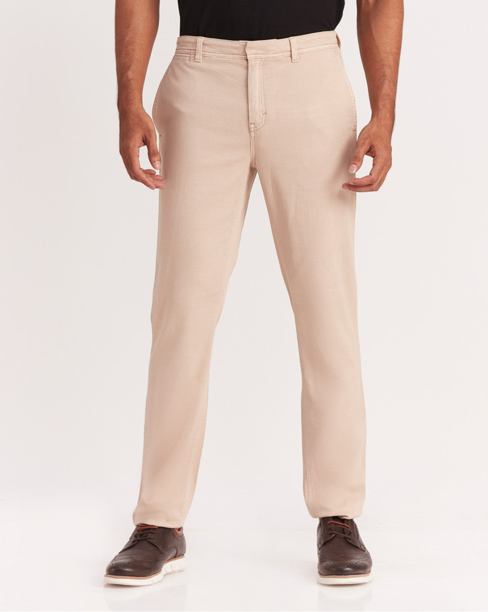 Tapered Fit Garment Dyed Chinos - Latte